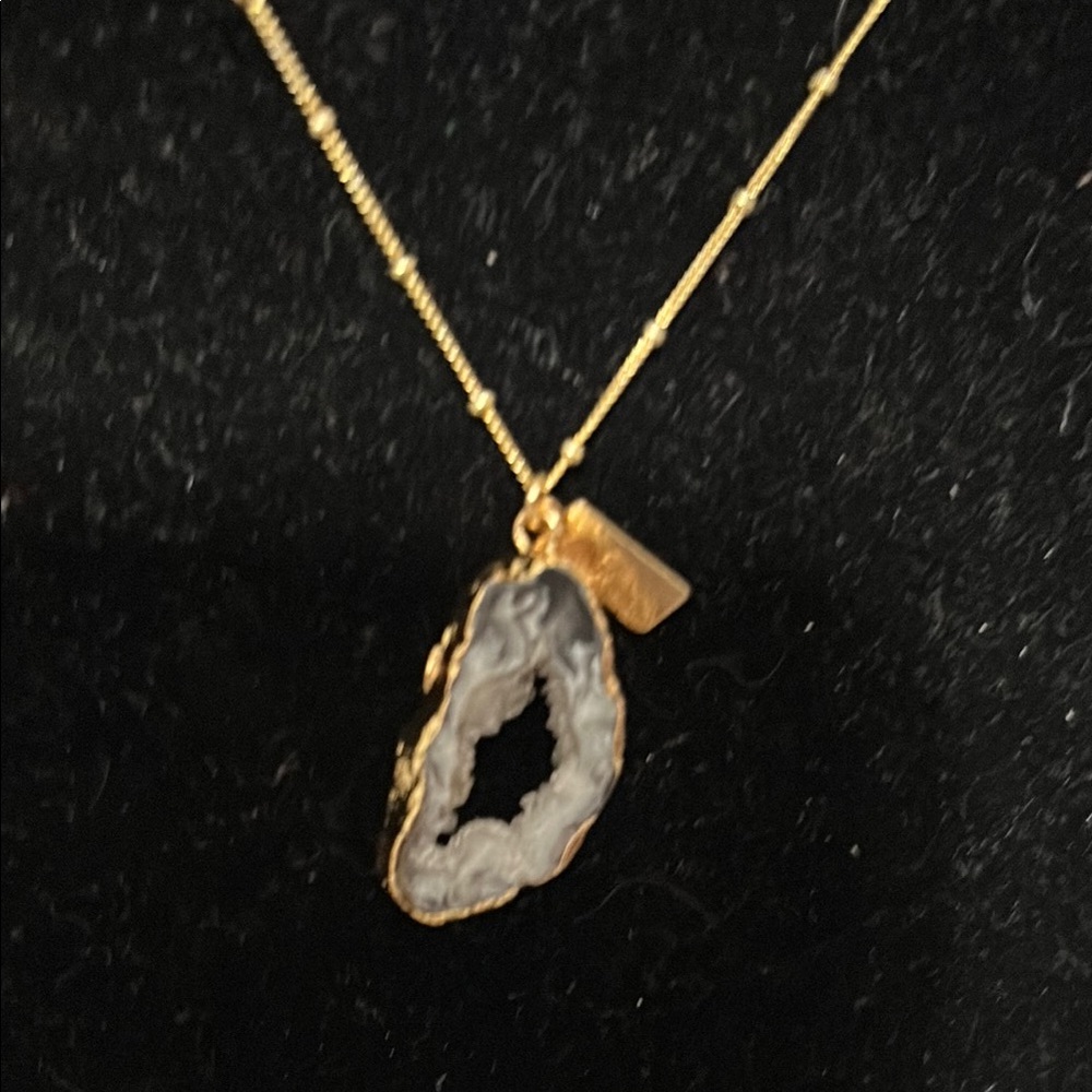 Gold and Gray Geode Slice Necklace